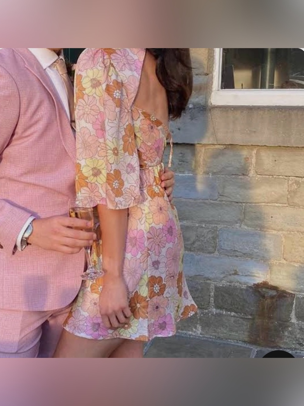 Zara Floral Mini Dress in Pink, Peach and Cream